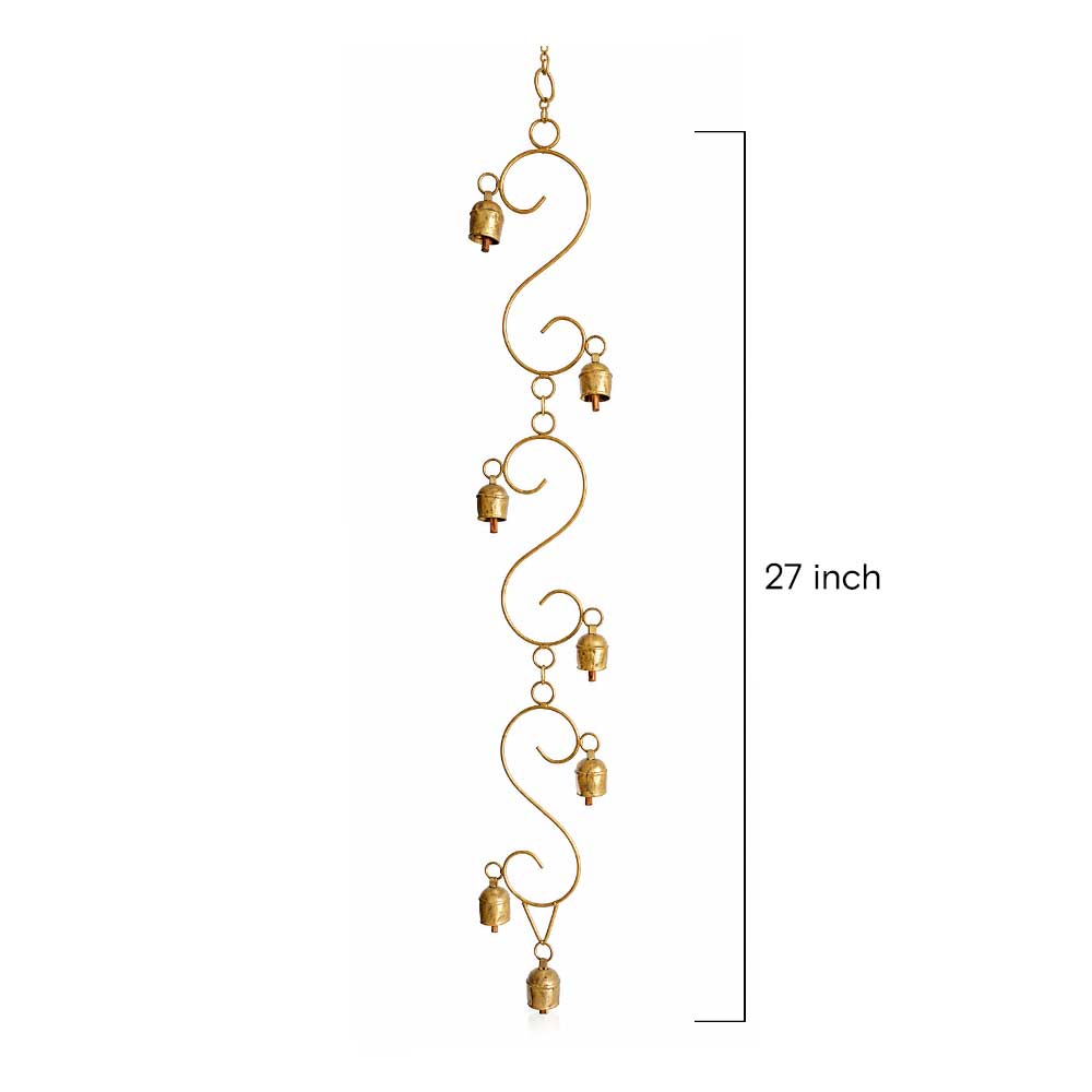 Handcrafted Foldable Golden Bell Chime with S-Curve Frame