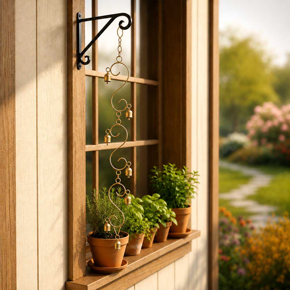 Handcrafted Foldable Golden Bell Chime with S-Curve Frame
