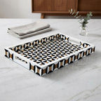 Monochrome Geometric Inlay Rectangular Serving Tray