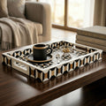 Monochrome Geometric Inlay Rectangular Serving Tray