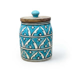 Hand-Painted Assorted Arched Pattern Ceramic Jar with Wood Lid Set