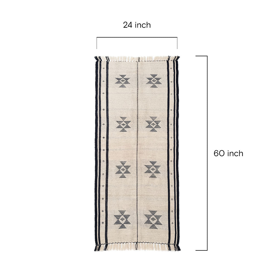 Hand-Woven Dhokra Weaving Tribal Geometric Cream Runner