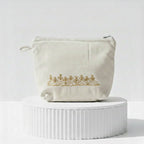 Gota Patti-Embroidered Canvas Travel Pouch - Gold Floral Motif