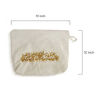 Gota Patti-Embroidered Gold Leaf Canvas Travel Pouch