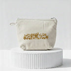 Gota Patti-Embroidered Gold Leaf Canvas Travel Pouch