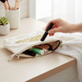 Gota Patti-Embroidered Gold Leaf Canvas Travel Pouch