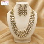Triple-Layered Oval Kundan Necklace Set with Matching Earrings