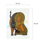 Hand-Painted Gond Art - Stylized Animal Figure on Paper
