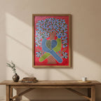 Gond Art Painting - Two Birds and Tree of Life on Paper