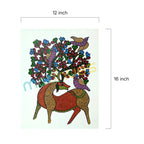 Traditional Gond Art Deer and Birds Painting on Paper