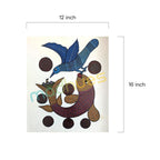 Gond Art Bird and Fish Hand-Painted Folk Art on Paper