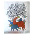 Hand-Painted Gond Art Tree of Life and Deer Painting