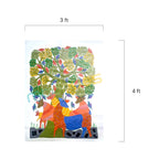 Handmade Gond Art Painting on Paper - Tree of Life with Deer