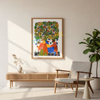 Handmade Gond Art Painting on Paper - Tree of Life with Deer