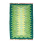 Gradient Diamond Kilim Rug - Handwoven Green & Yellow