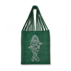 Dhokra Weaving Handcrafted Green Fish Motif Tote - Sustainable Woven Bag