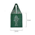 Dhokra Weaving Handcrafted Green Fish Motif Tote - Sustainable Woven Bag