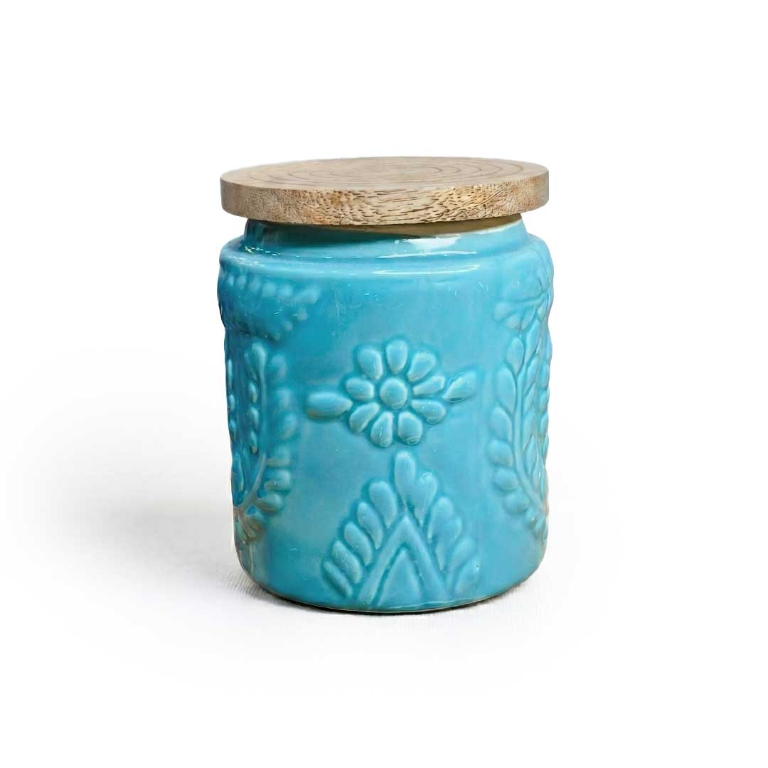 Handcrafted Assorted Embossed Floral Ceramic Jar Set