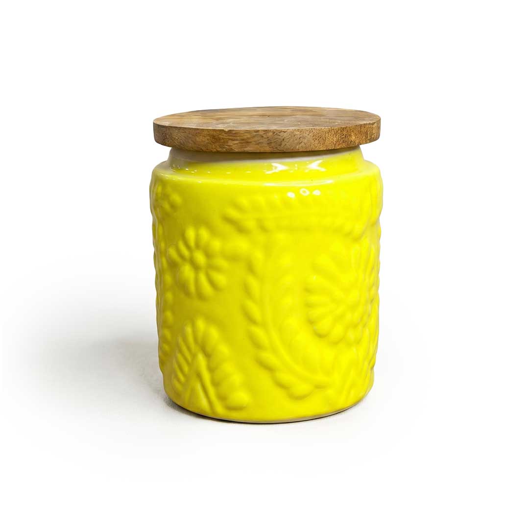 Handcrafted Assorted Embossed Floral Ceramic Jar Set