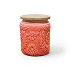 Handcrafted Assorted Embossed Floral Ceramic Jar Set