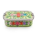 Pistachio Green Floral Hand Painted Stainless Steel Tiffin Box