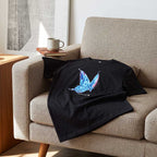 Angled perspective showing the pure cotton texture and fit of the hand-painted butterfly t-shirt