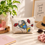 Styling and placement display of hand-painted cotton pouch