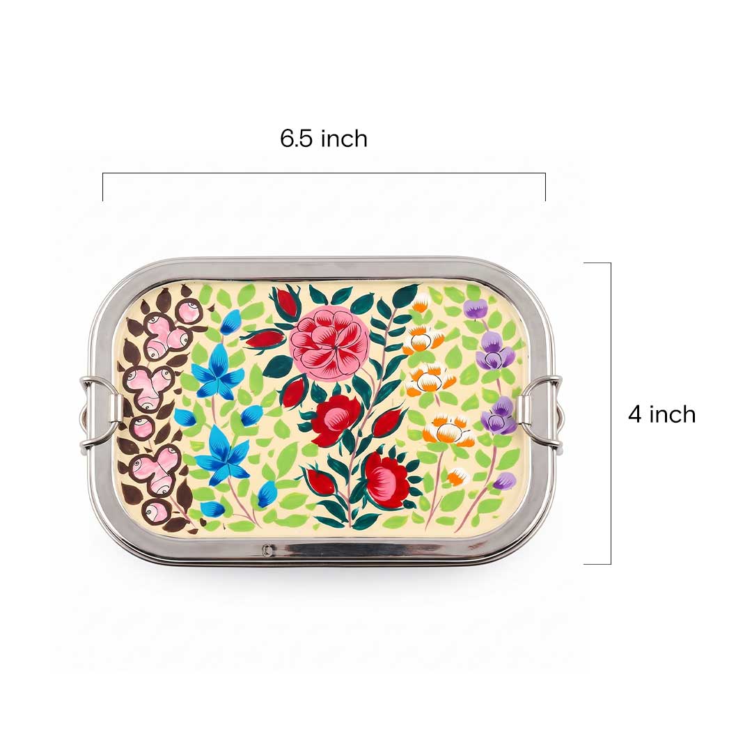Wildflower Bouquet Hand Painted Stainless Steel Tiffin Box