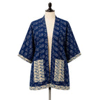 Indigo Block Print Handmade Overcoat - Artisanal Layering Jacket
