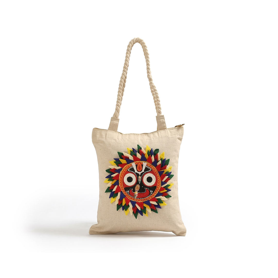 Lord Jagannath Puri Art Handmade Canvas Tote Bag