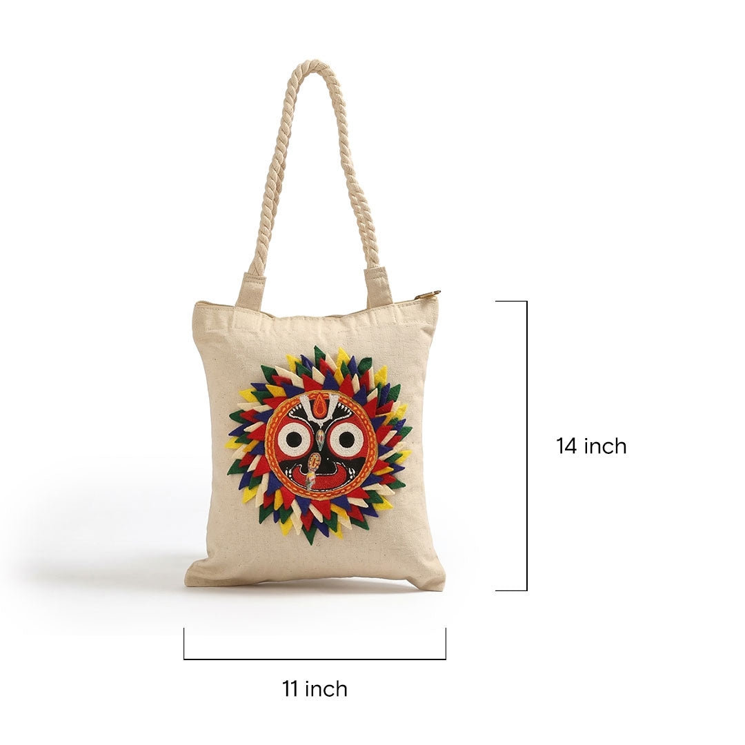 Lord Jagannath Puri Art Handmade Canvas Tote Bag