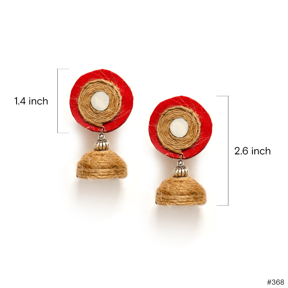 Handcrafted Jute Bell Earrings with Mirror - Madhues