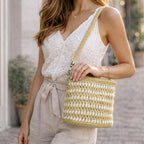 Handmade Jute Woven Small Bag with Rope Handle | Natural & Cream