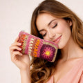 Handmade Jute Crochet Zipper Pouch - Multi-color Floral Design