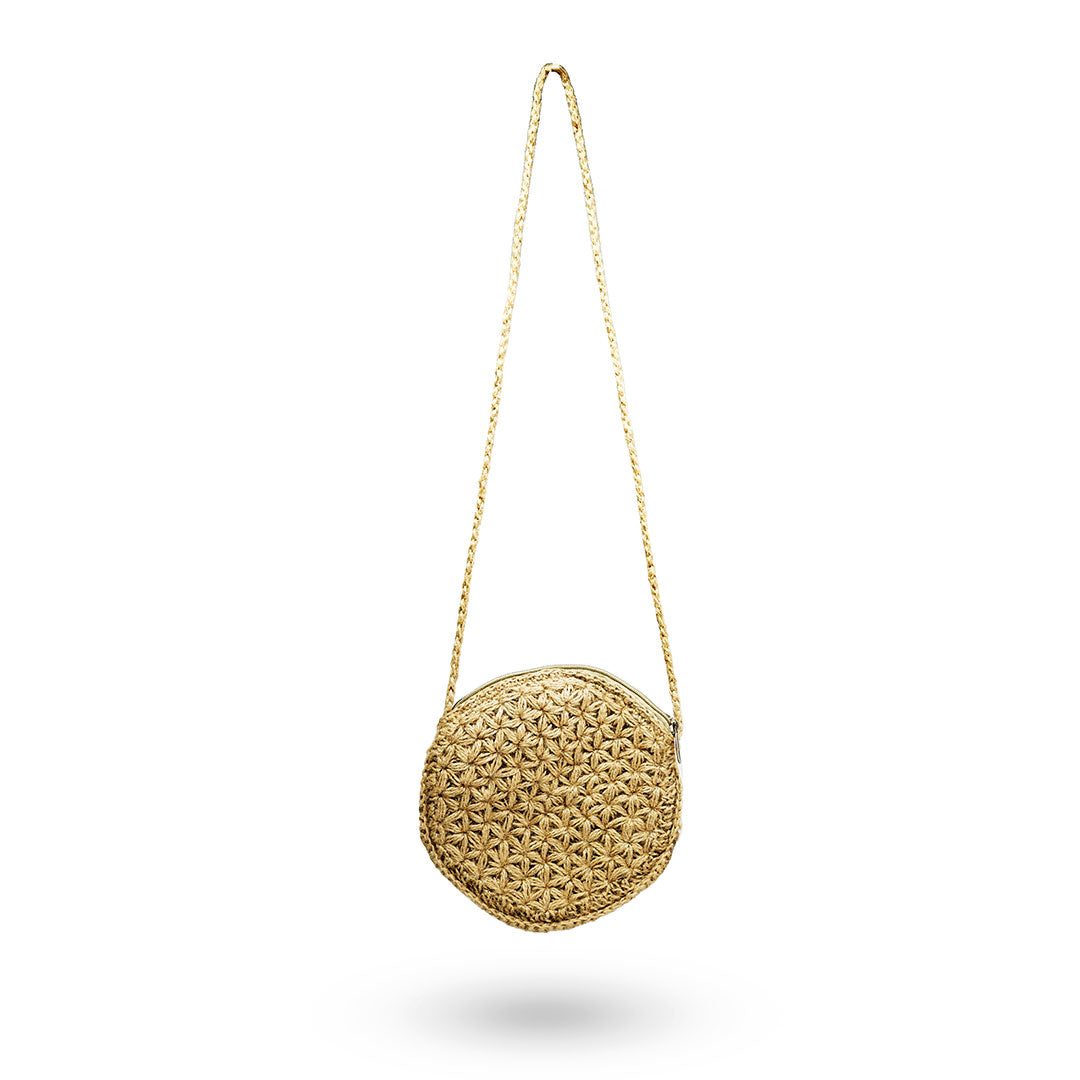 Jute Round Crossbody Bag - Handwoven Design