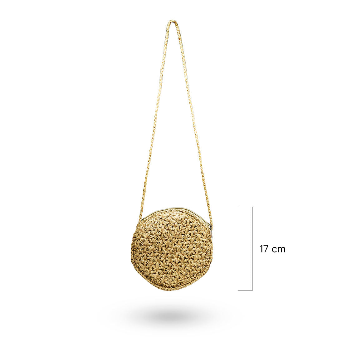Jute Round Crossbody Bag - Handwoven Design