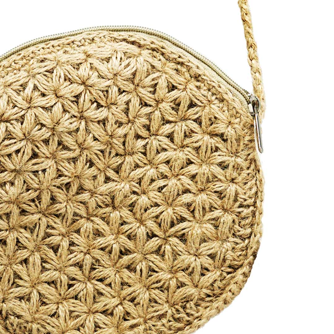 Jute Round Crossbody Bag - Handwoven Design
