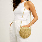 Jute Round Crossbody Bag - Handwoven Design