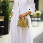 Jute Drawstring Crossbody Bag | Crocheted Design