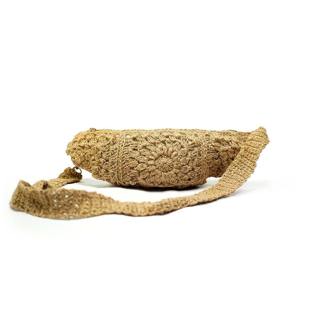 Handmade Jute Crochet Fanny Pack - Natural Waist Bag