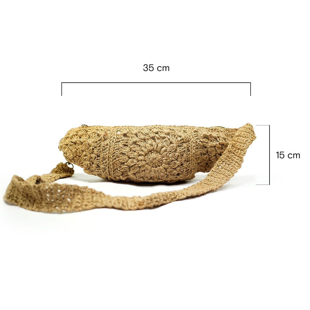 Handmade Jute Crochet Fanny Pack - Natural Waist Bag