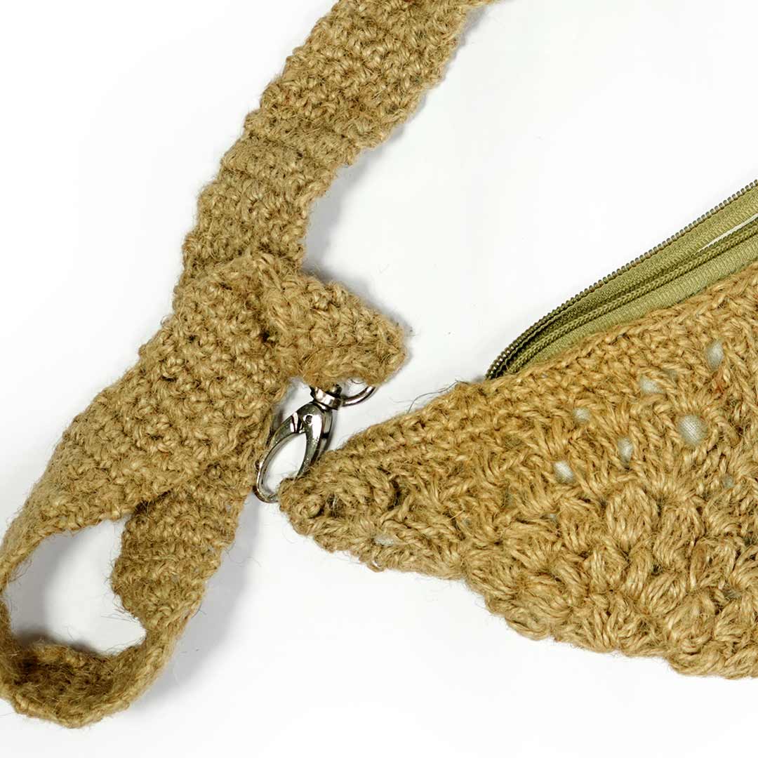 Handmade Jute Crochet Fanny Pack - Natural Waist Bag