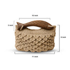 Hand-Woven Jute Fish Handle Bag with Scalloped Texture