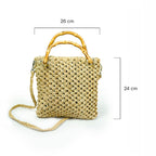 Jute Macrame Handbag with Bamboo Handles & Shoulder Strap