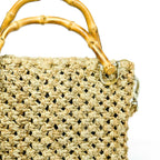 Jute Macrame Handbag with Bamboo Handles & Shoulder Strap