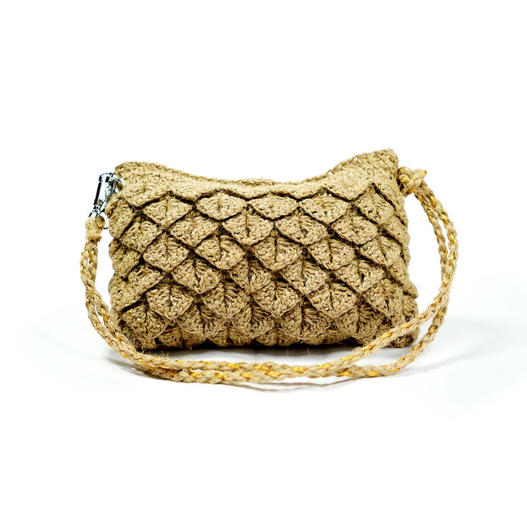 Handmade Jute Crocheted Textured Shoulder Bag