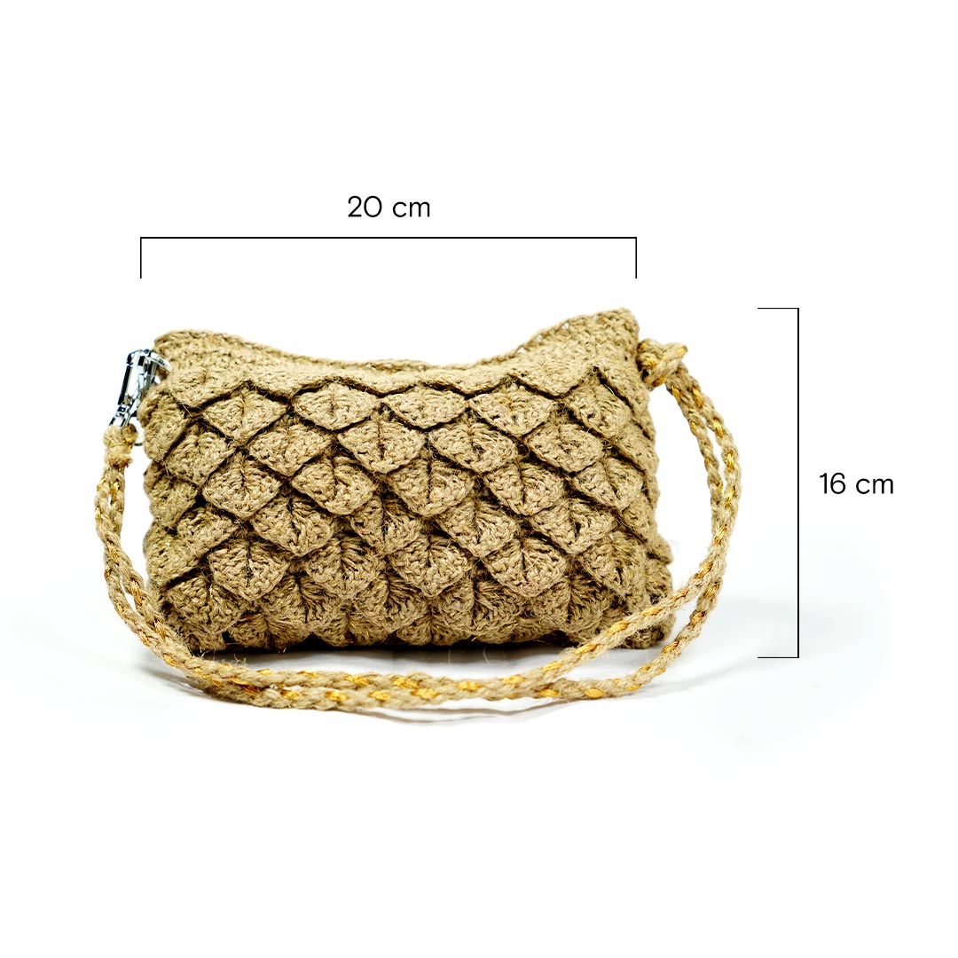Handmade Jute Crocheted Textured Shoulder Bag