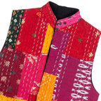 Artisan Patchwork Kantha Stitch Quilted Cotton Waistcoat