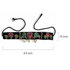 Embroidered Lotus Garden Kantha Choker with Cowrie Shells