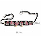 Pink Hibiscus Kantha Stitch Choker with Cowrie Shell Accents